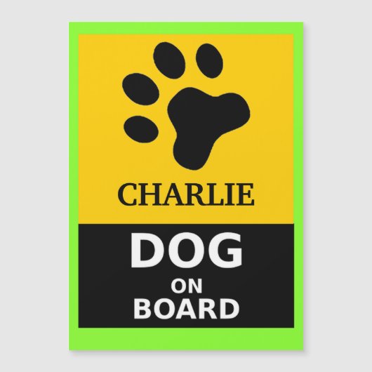 DOG ON BOARD Dog's Name Indoor OutdoorSign Magnet (Voorkant)