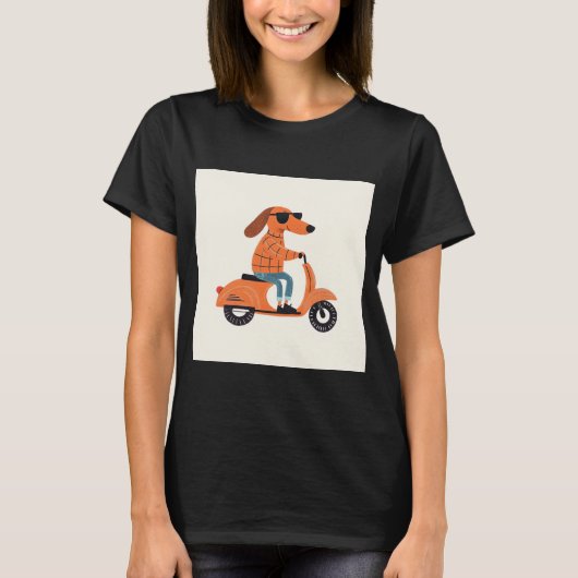 Dog on Scooter - Funny and Stylish Illustration T-shirt (Voorkant)