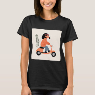 Dog on Scooter - Funny and Stylish Illustration T-shirt