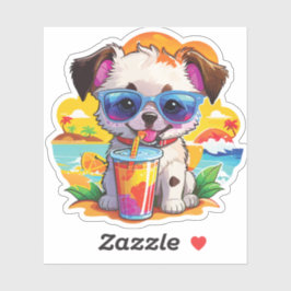 dog on the beach sticker