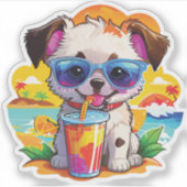 dog on the beach sticker (Voorkant)