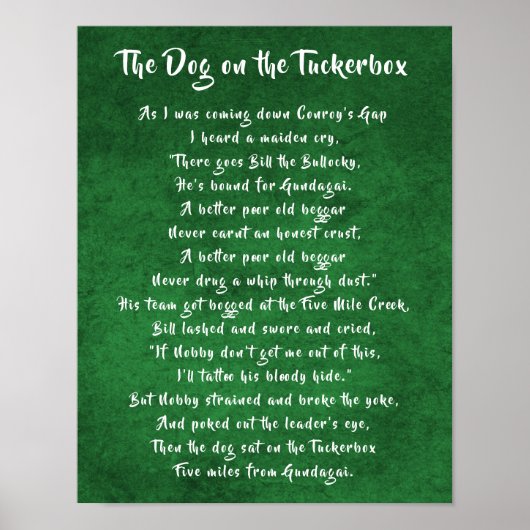 Dog on the Tuckerbox Australian Bush Poem Poster (Voorkant)