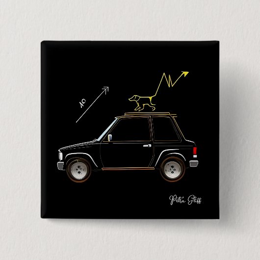 Dog on Wall Street Petra Gliff Square Button (Voorkant)