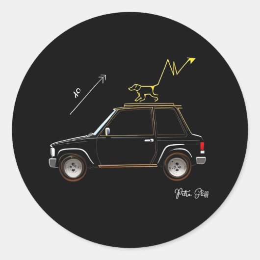 Dog on Wall Street Round Large Stickers (Voorkant)