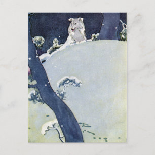 Dog onder Snowy Pines Briefkaart