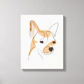 Dog One Line Tekening met kleur Canvas Afdruk (Voorkant)