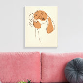 Dog One Line Tekening met kleur Canvas Afdruk (Insitu (Woonkamer))