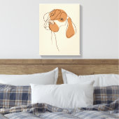 Dog One Line Tekening met kleur Canvas Afdruk (Insitu (Slaapkamer))
