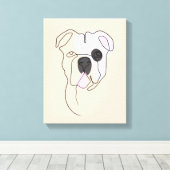 Dog One Line Tekening met kleur Canvas Afdruk (Insitu (Houten vloer))