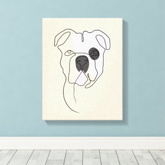 Dog One Line Tekening met kleur Canvas Afdruk (Insitu (Houten vloer))