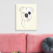 Dog One Line Tekening met kleur Canvas Afdruk (Insitu (Woonkamer))
