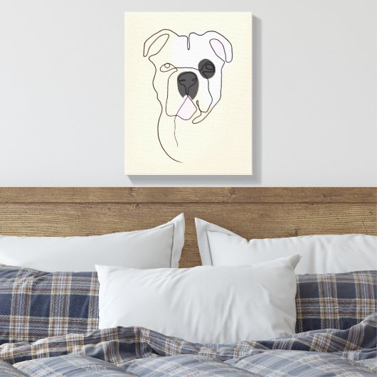 Dog One Line Tekening met kleur Canvas Afdruk (Insitu (Slaapkamer))