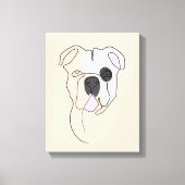 Dog One Line Tekening met kleur Canvas Afdruk (Voorkant)