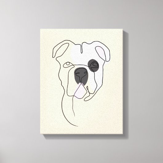 Dog One Line Tekening met kleur Canvas Afdruk (Voorkant)