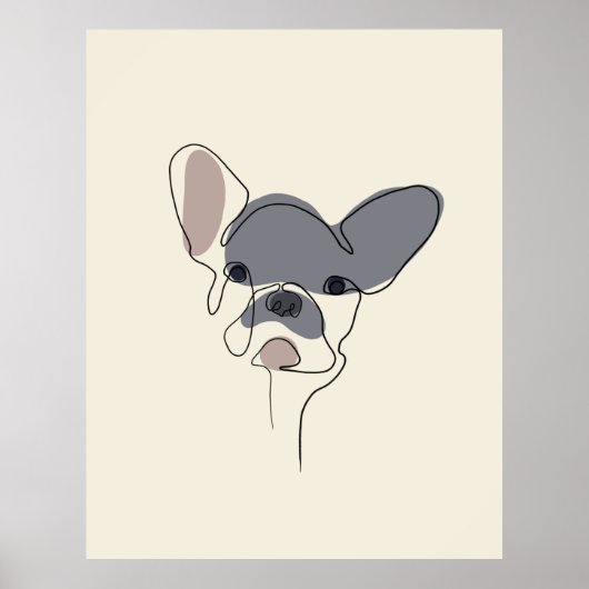 Dog One Line Tekening met kleur Poster (Voorkant)