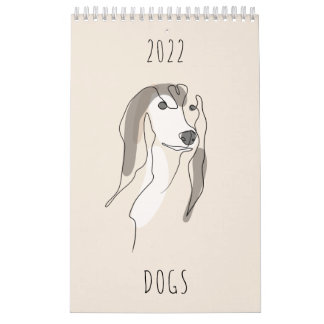 Dog One Line Tekeningen met kleur Kalender