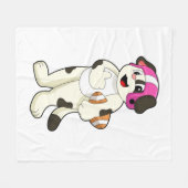 Dog op Football Sport Fleece Deken (Voorkant (Horizontaal))