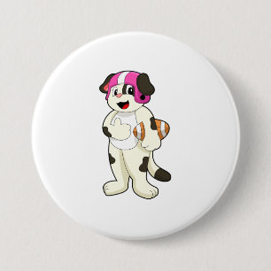 Dog op Football Sport Ronde Button 7,6 Cm