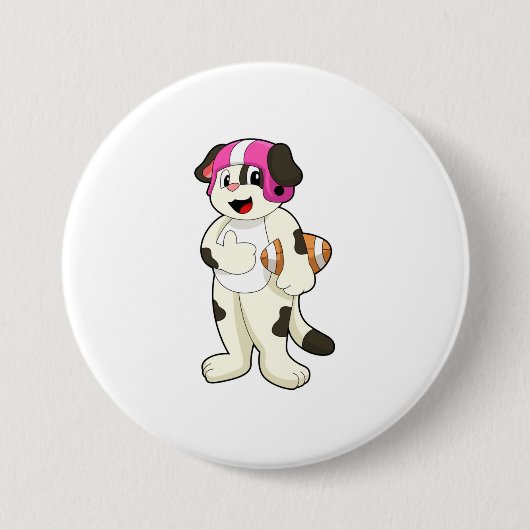 Dog op Football Sport Ronde Button 7,6 Cm (Voorkant)
