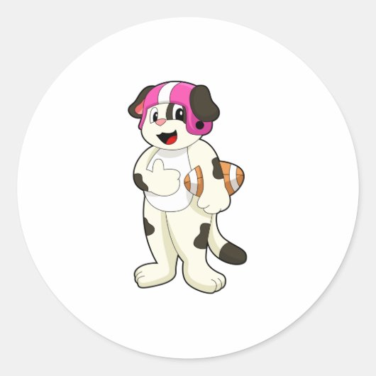 Dog op Football Sport Ronde Sticker (Voorkant)