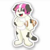Dog op Football Sport Sticker (Voorkant)