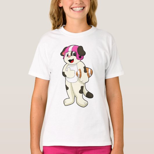 Dog op Football Sport T-shirt (Voorkant)