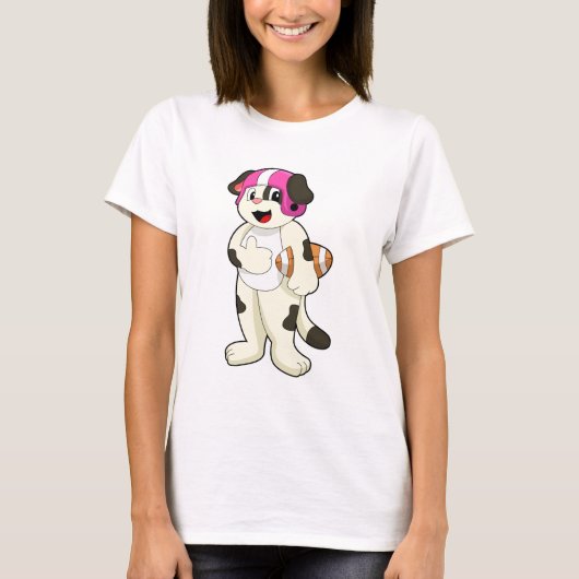 Dog op Football Sport T-shirt (Voorkant)