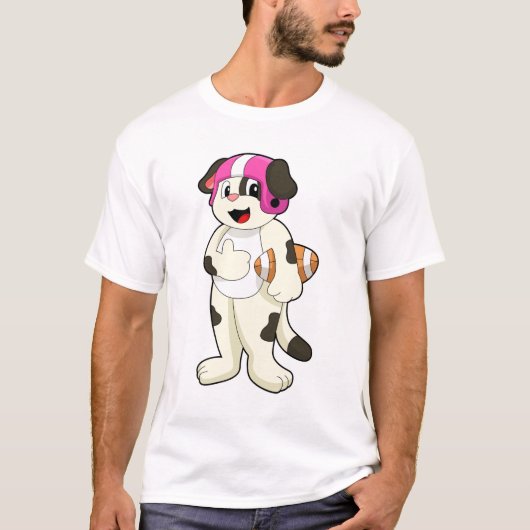 Dog op Football Sport T-shirt (Voorkant)
