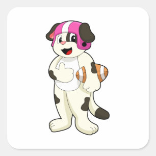 Dog op Football Sport Vierkante Sticker