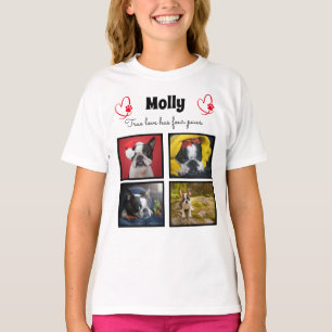 Dog op maat gesneden collage 4 foto's t-shirt voor