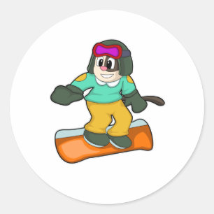 Dog op Snowboard Sports Ronde Sticker