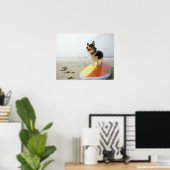 Dog op surfbord poster (Thuiskantoor)