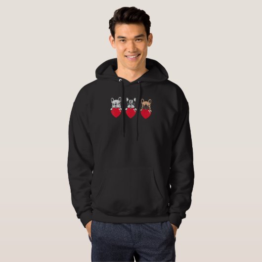Dog Owner Frenchie Heart Pet Animal French Bulldog Hoodie (Voorkant volledig)