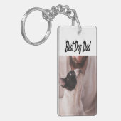 Dog Pa foto zwarte tekst Sleutelhanger (Voorkant Links)