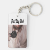 Dog Pa foto zwarte tekst Sleutelhanger (achterkant)