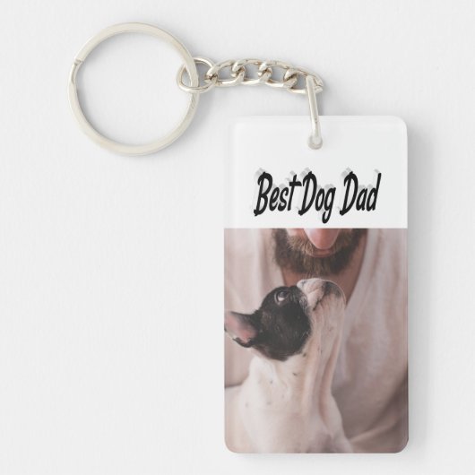 Dog Pa foto zwarte tekst Sleutelhanger (Voorkant)