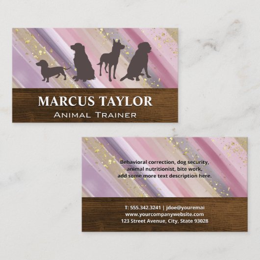 Dog Pack | Hout | Handgeschilderd Visitekaartje (Voorkant / Achterkant)