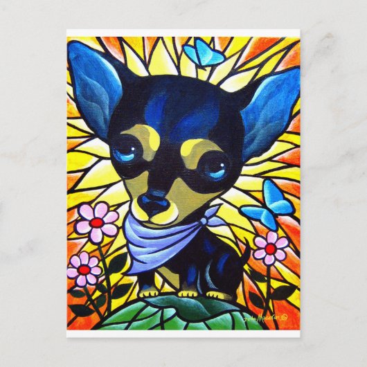 DOG PAINTING ART CHIHUAHUA - MULTI BRIEFKAART (Voorkant)