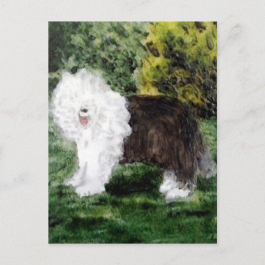 Dog Painting Old English Sheepdog Briefkaart (Voorkant)