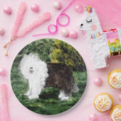 Dog Painting Old English Sheepdog Papieren Bordje (Feest)