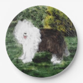 Dog Painting Old English Sheepdog Papieren Bordje (Voorkant)