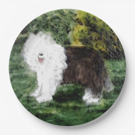 Dog Painting Old English Sheepdog Papieren Bordje