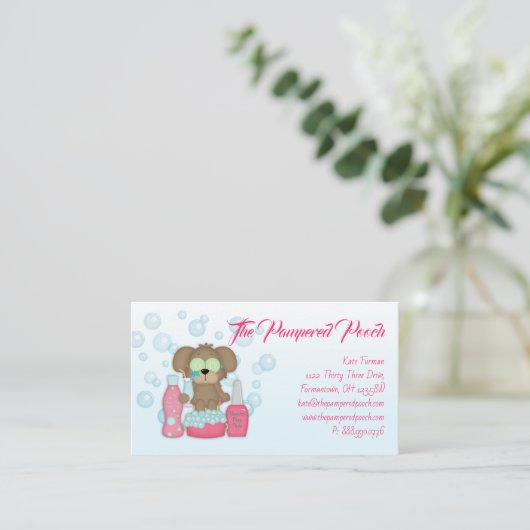 Dog Pampered Grooming Wash Visitekaartje (Staand voorkant)