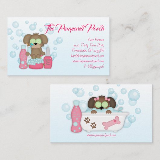 Dog Pampered Grooming Wash Visitekaartje (Voorkant / Achterkant)