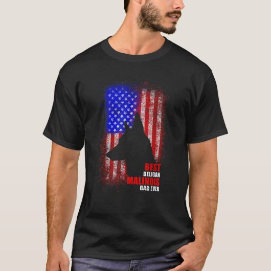 Dog Pap Oover Amerikaanse vlag Belgische Malinois T-shirt (Voorkant)