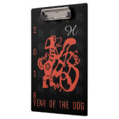 Dog Papercut Chinees nieuwjaar 2018 Monogram C Klembord (Links)