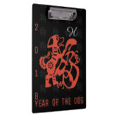 Dog Papercut Chinees nieuwjaar 2018 Monogram C Klembord (Rechts)