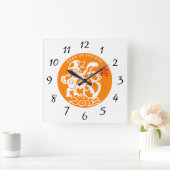 Dog Papercut Chinees nieuwjaar geboortedag OWC Vierkante Klok (Huis)