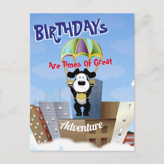 Dog Paratrooper Cityscape Briefkaart (Voorkant)