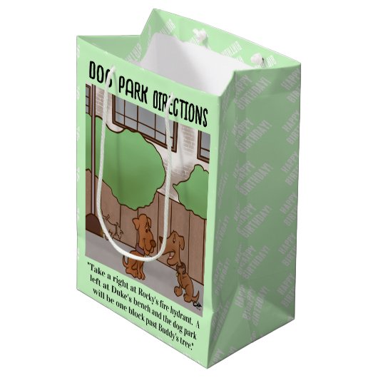 Dog Park Directies Gift Bag Medium Cadeauzakje (Voorkant Gekanteld)